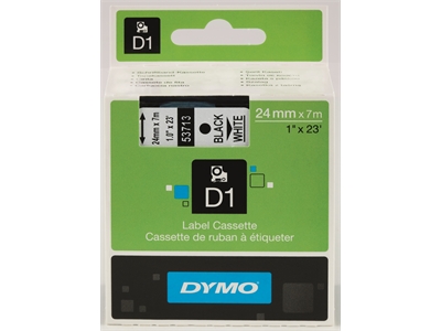 Tarrakasetti Dymo D1 53713 24mm x 7m valkoinen/musta - Dymo tarrakirjoittimet ja tarrateipit - 254122 - 1