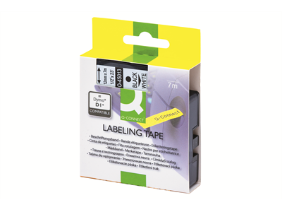 Tarrakasetti Q-Connect 45013 12mm valk/must - Dymo tarrakirjoittimet ja tarrateipit - 254222 - 1