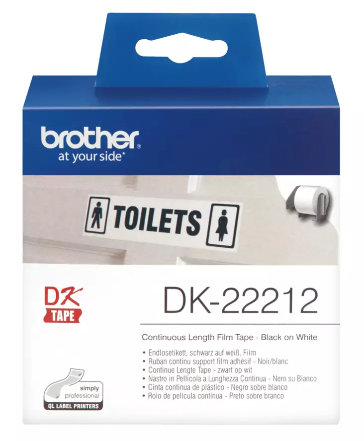 Brotherin alkuperäinen DK22212-rullatarra, musta/valkoinen, 62 mm - Brother tarrakirjoittimet ja tarrateipit - DK-22212 - 2