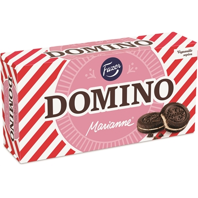 Täytekeksi Fazer Domino Marianne 350g - kaksi upeaa klassikkomakua nyt yhdessä - Makeat keksit - 269292 - 1