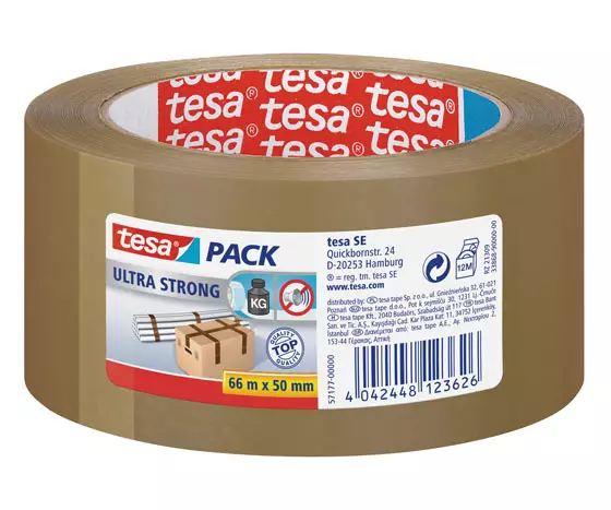 TESA 57177 PAKK.TEIPPI PVC 50MMX66M RUSK - Huomio- ja pakkausteipit - 70272 - 1