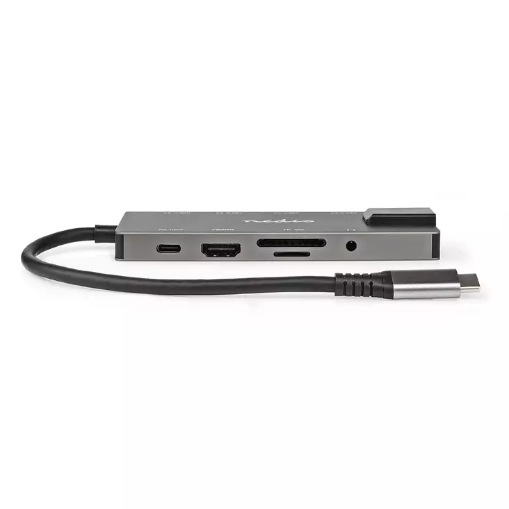 USB Telakointiasema USB 3.2 Gen 1 | USB-C™ Naaras | HDMI™ Ulostulo / RJ45 Naaras / SD / 2x USB-C™ / 3.5 mm naaras / 3x USB-A Naaras | 5 Gbps | 0.20 m | Pyöreä | Kullattu | PVC | Antrasiitti | - USB jakajat - CCBW64775AT02 - 1