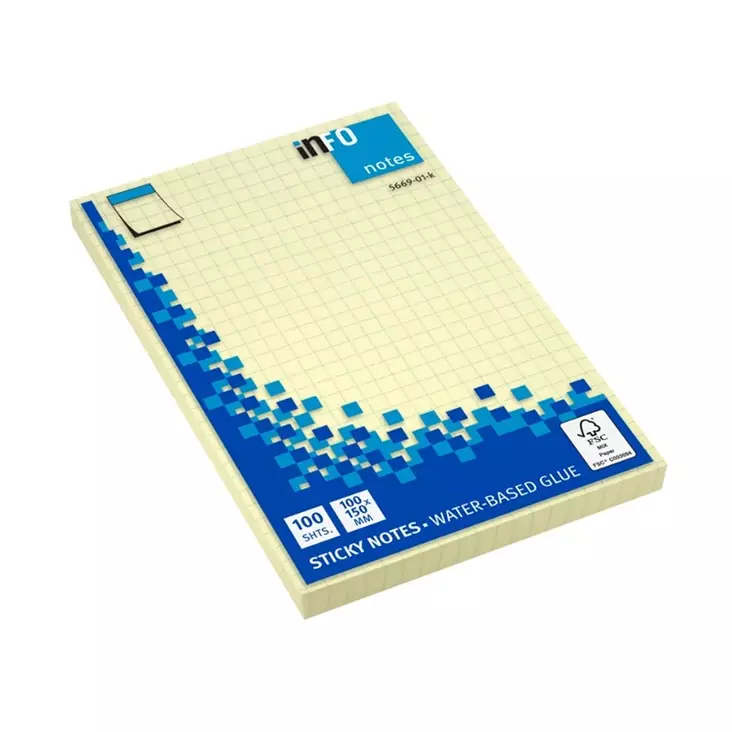 Viestilappu inFO 100x150mm FSC ruudutus keltainen - Viestilaput, muistilaput, kuutiot - 451132 - 1