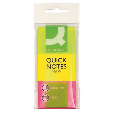Viestilappu Q-C 38X50mm neonilajitelma/3kpl - Viestilaput, muistilaput, kuutiot - 236522 - 2