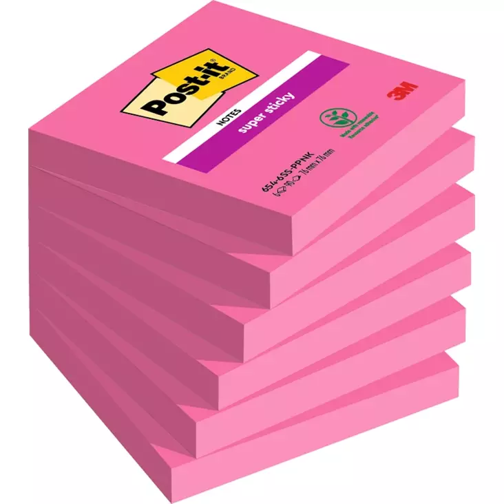Viestilappu Super Sticky pinkki 76x76 - Viestilaput, muistilaput, kuutiot - 493142 - 1