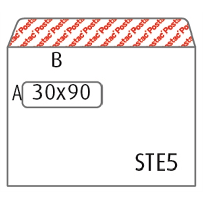 Ikkunakuori E5 Postac STRH 30x90 mm valk/1000 - Kirjekuoret - 240133 - 1