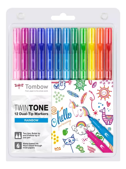 Marker Tombow TwinTone Rainbow 0,3/0,8 (12) - Merkkauskynät, -tussit - TOM13043 - 1