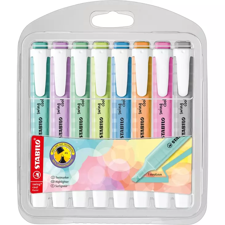 Korostuskynä Stabilo Swing Cool pastellivärilajitelma 8 kpl - Korostuskynät - 16223 - 1