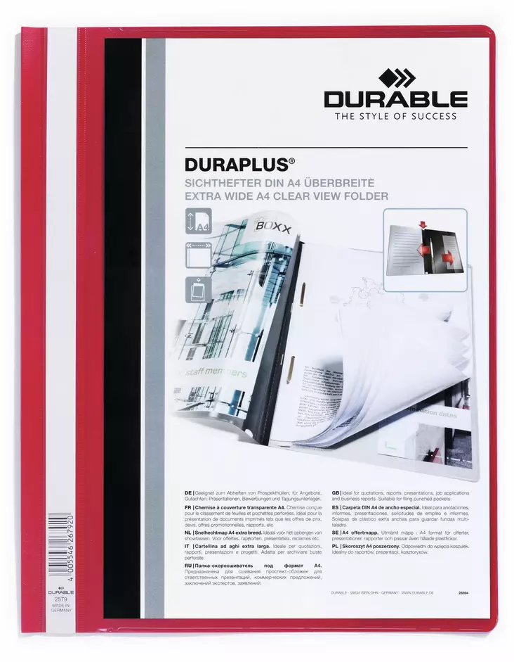 DURABLE DURAPLUS TARJOUSKANSIO PUNAINEN - Kansiot - 257903 - 1