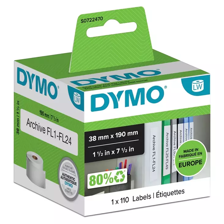 Mappitarra DYMO LabelWriter 38 x 190 mm /110 - Dymo tarrakirjoittimet ja tarrateipit - 52223 - 1