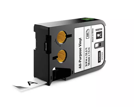 Vinyylitarra DYMO XTL 19 mm x 7,5 m valkoinen/musta - Dymo tarrakirjoittimet ja tarrateipit - 77433 - 1