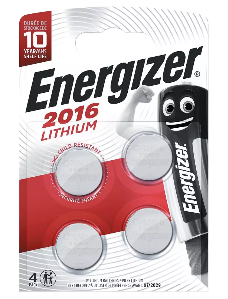 Energizer CR2016 nappiparisto 3V, 1 kpl=4 paristoa - Paristot, varavirtalähteet - 9312873 - 1