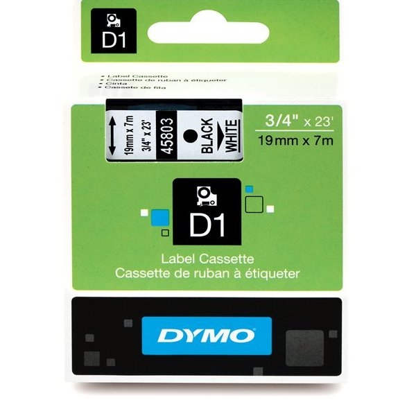Dymo D1 teippi 19mm musta/valkoisella - Dymo tarrakirjoittimet ja tarrateipit - 45803 - 1