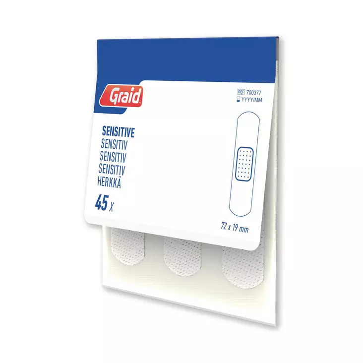 Graid sensitive laastari, 1 kpl=2x45 - Ensiapu, työsuojaus ja työterveys - 17319313 - 1