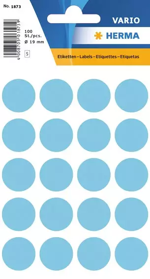 Herma etiketti ø19 sininen (100kpl) - Paperitarra-arkit A5, A4 - HER1873 - 1