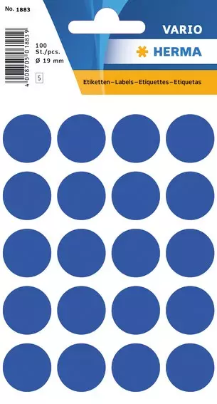 Herma etiketti ø19 tummansininen (100kpl) - Paperitarra-arkit A5, A4 - HER1883 - 1