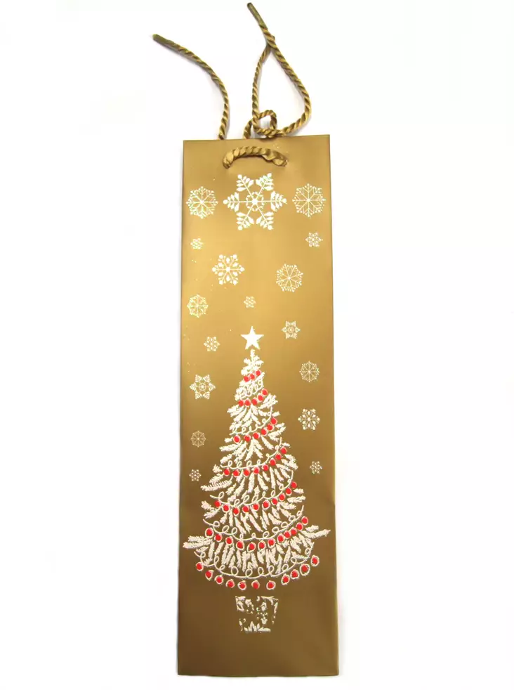 Lahjakassi narusanka, 10,5+10,5x36cm, kultainen, Joulukuusi - Lahjapakkaaminen - MPP10P36GKUUSK3 - 1