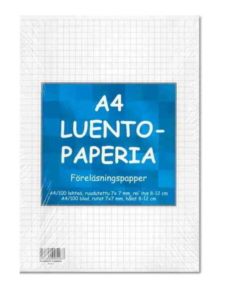 Luentopaperi A4/100 7X7 ruudutettu 8-12 reijitys - Vihkot ja lehtiöt - 242653 - 2