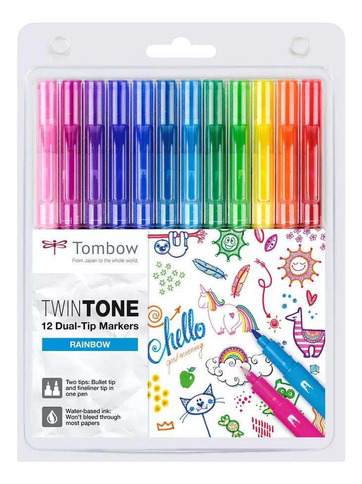 Marker Tombow TwinTone Rainbow 0,3/0,8 (12) - Merkkauskynät, -tussit - TOM13043 - 1