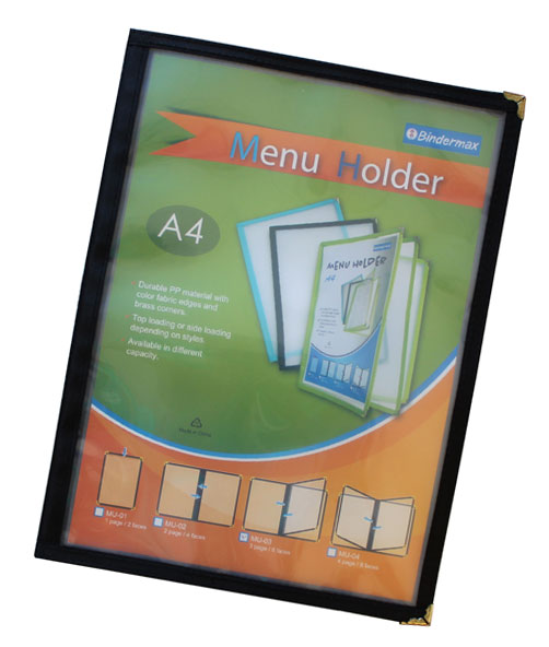 Menu-kansio A4, 3 läpinäkyvää taskua - Muisti- ja konttorikirjat - MU03 - 1