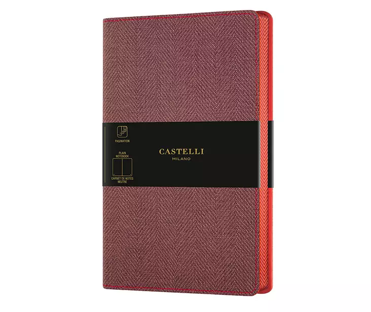 Muistikirja Castelli 13x21cm 224s blanko Harris Maple Red - Muisti- ja konttorikirjat - 11653 - 1