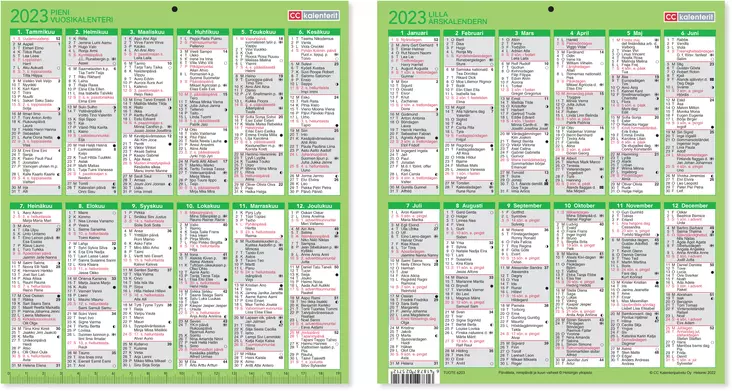 Pieni vuosikalenteri 2023 taulukkokalenteri - Taulukkoalmanakat - 6203 - 1