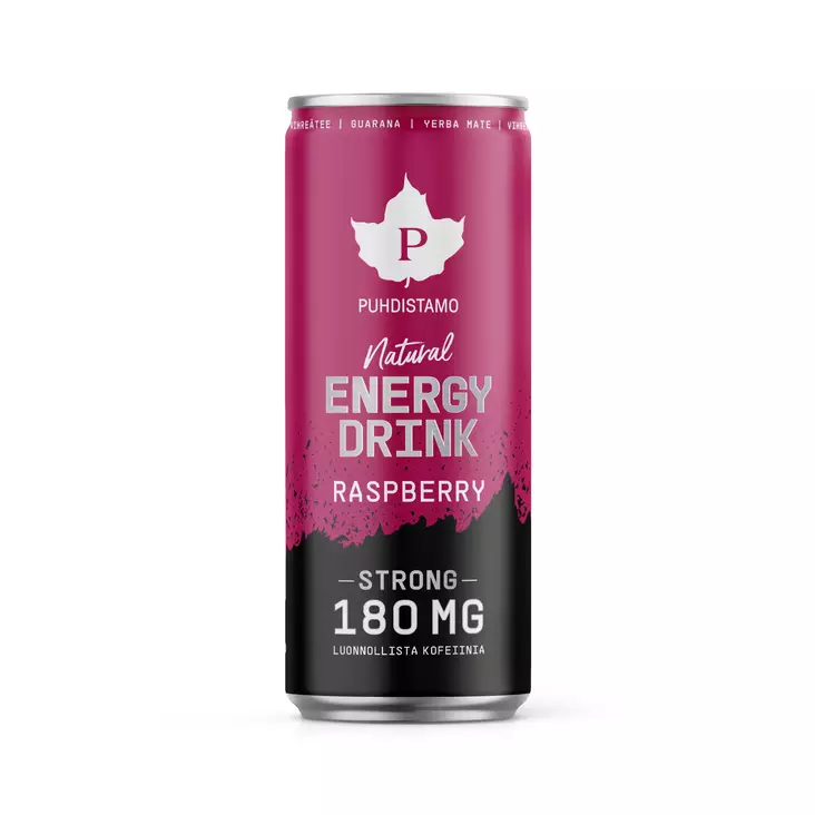 Puhdistamo Natural Energy Drink Raspberry Strong - 330 ml - Juomat ja patukat - 000283 - 1