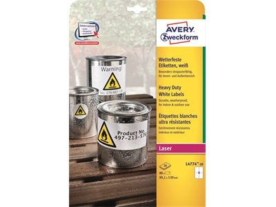 Säänkestävä tarra Avery L4774- 4-osainen 99.1 x 139/80 kpl/pkt - Säänkestävät tarra-arkit A4 - 225203 - 1