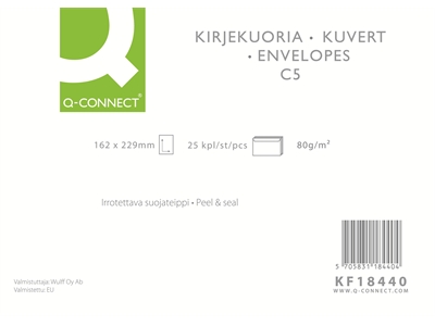 Tarrakuori Q-Connect C5 80g valk/25 sisuspainatus - Kirjekuoret - 240223 - 1