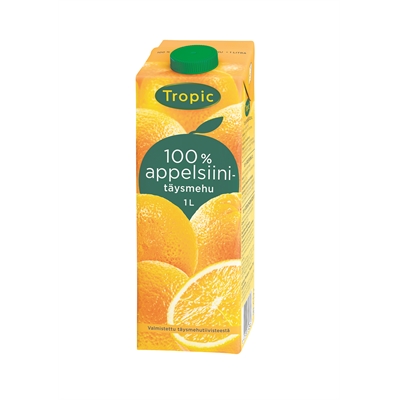 Täysmehu Tropic appelsiini 100% 1l - Vedet, virvoitusjuomat ja mehut - 269153 - 2