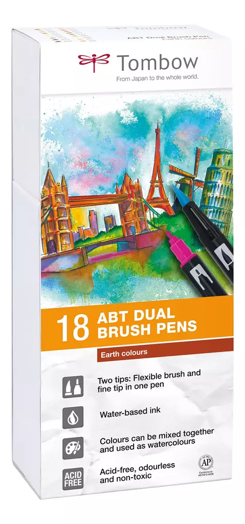 Tombow ABT Dual Brush 18P-3 Earth colours (18) - Taidekynät - TOM11183 - 1