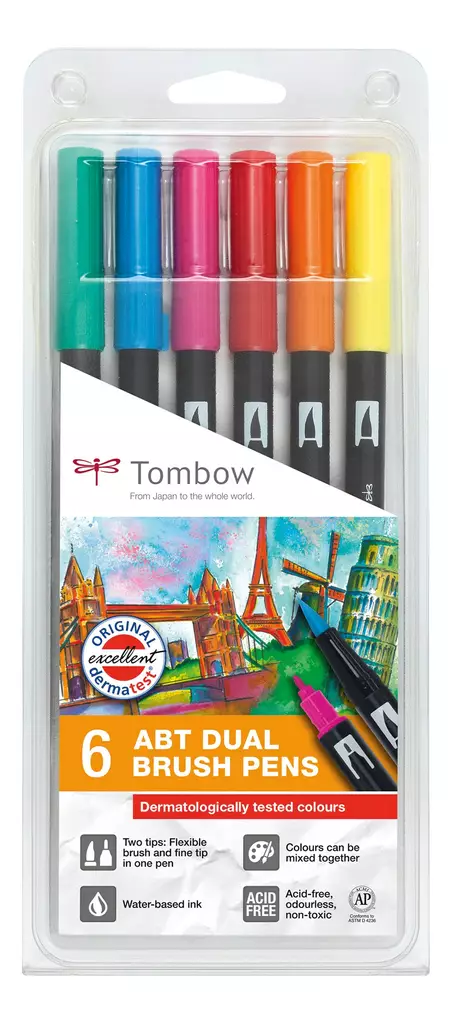 Tombow ABT Dual Brush 6P-3 Tattoos (6) - Taidekynät - TOM11063 - 1