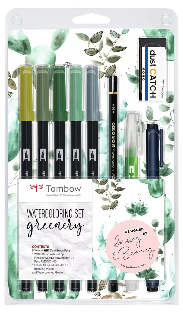 Tombow ABT Dual Brush set Greenery (9) - Taidekynät - TOM11073 - 1