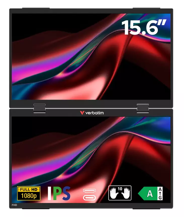 Verbatim Kaksoisnäyttö 15,6 tuumaa, kannettava kosketusnäyttö, Full HD 1080p - Näytöt - 32403 - 1