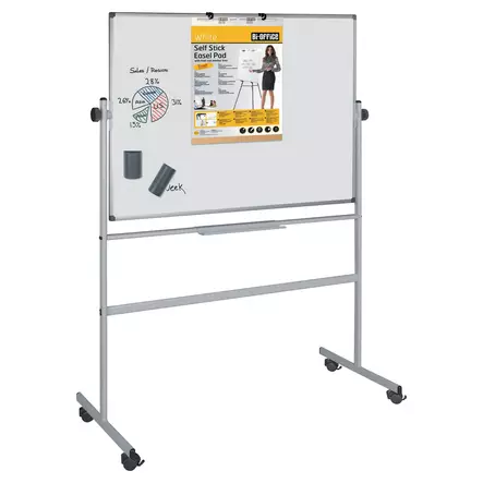 Bi-Office valkotaulu magneettinen pyörillä 150 x 120cm - Lasi,valko,pellava,korkki,fläppi,-taulut - QR0404 - 3