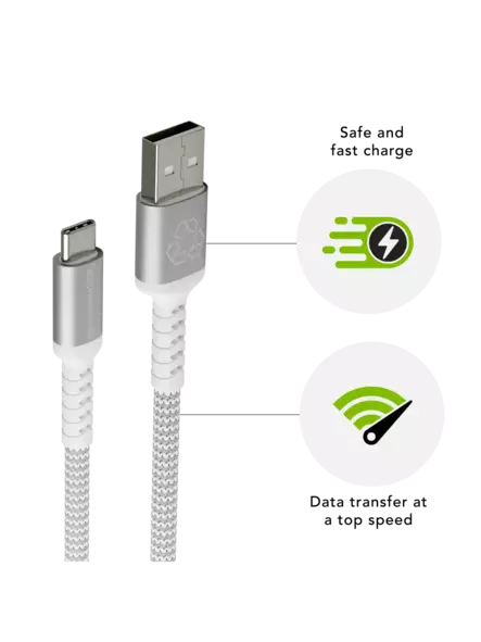 Latauskaapeli -BRD- USB-A - USB-C, valkoinen (1,2 m) - USB-tuotteet - CB12ACGR7114 - 2