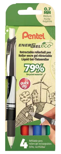 Pentel BL77E Energel kuulamustekynä värivalikoima,4 kynää - Geelikynät - BL77E-4 - 1