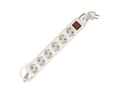 Sähköjohto 6-OS/3M/45° maadoitettu kytkimellä valkoinen - Valaisimet, jatkojohdot - 265104 - 2