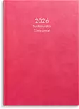Kalenteri 2026 Tuntimuistio roosa keinonahkakansi sidottu A4 - Pöytäkalenterit - 398024 - 2