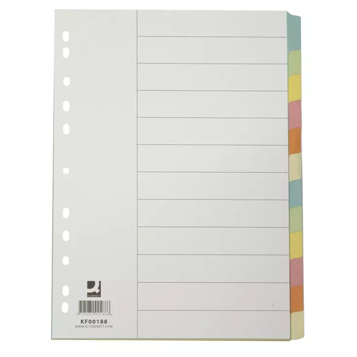 Hakemisto Q-Connect blanco kartonki A4 12-os värilajitelma - Hakemistot, rekisterit - 17694 - 1