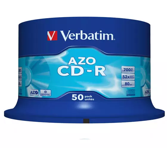 CD-R-levy Verbatim AZO Crystal 700 MB 52x /50 - Muistitikut, CD-, DVD-levyt - 52374 - 1