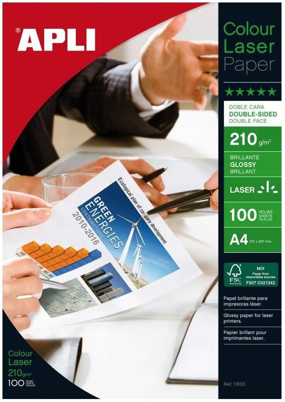 APLI Valokuvapaperi A4 210g laserille 100kpl/pkt - Valokuva- ja erikoispaperit - 127134 - 1