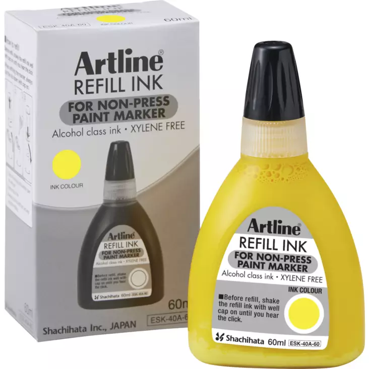 Artline Non-press 437A täyttömuste 60ml keltainen - Merkkauskynät, -tussit - ART406004 - 1