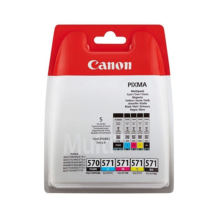 Canon PGI-570/CLI-571 PGBK/C/M/Y/BK Multi pack - Canon mustesuihkupatruunat - 0372C004 - 1