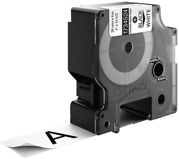 Dymo Rhino 24mm x 3,5m joustava nylonteippi musta/valkoinen - Dymo tarrakirjoittimet ja tarrateipit - 1734524 - 1