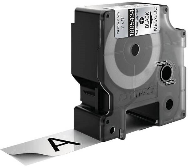 Dymo Rhino vinyyliteippi 24mm x 5,5m musta/metalli - Dymo tarrakirjoittimet ja tarrateipit - 1805434 - 1