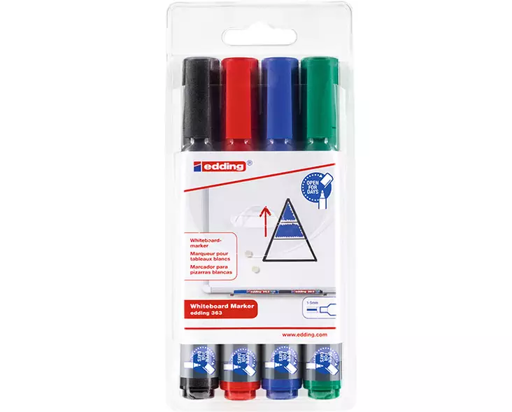 Valkotaulukynäsarja 4-väriä EDDING 363 - Valkotaululutussit - 65714 - 1