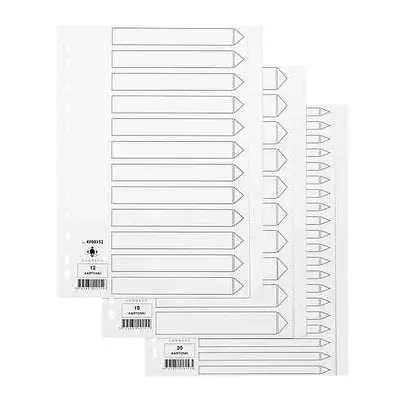 Hakemisto Q-Connect A4 20-osainen blanko kartonki valkoinen - Hakemistot, rekisterit - 218114 - 1