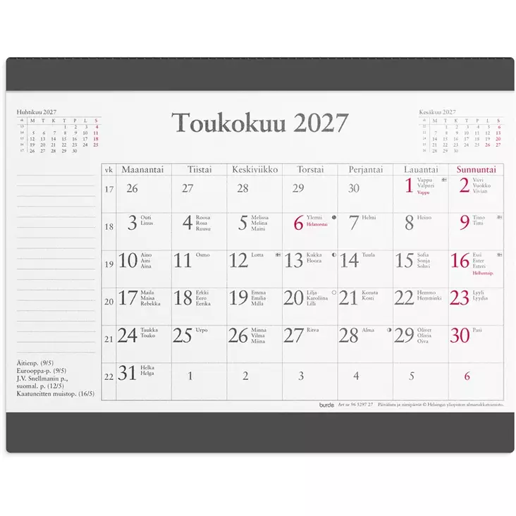 Hiirimatto kuukausikalenterilla 2027 - Pöytäkalenterit - 10214 - 1