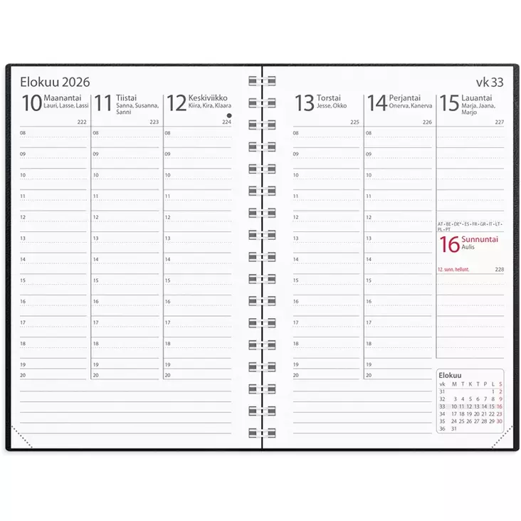 Kalenteri 2026 Exclusive musta keinonahka - Taskukalenterit - 398004 - 1